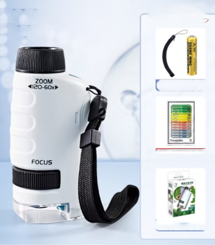 Mikroskop Handheld – 120x-60x Zoom – Mit Fokus und LED-Licht