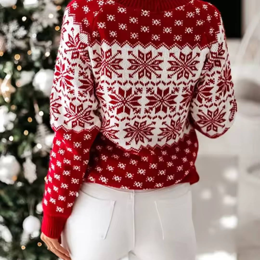 Weihnachtspullover Damen | Warmer pullover mit Schneeflocken-Design für Winter