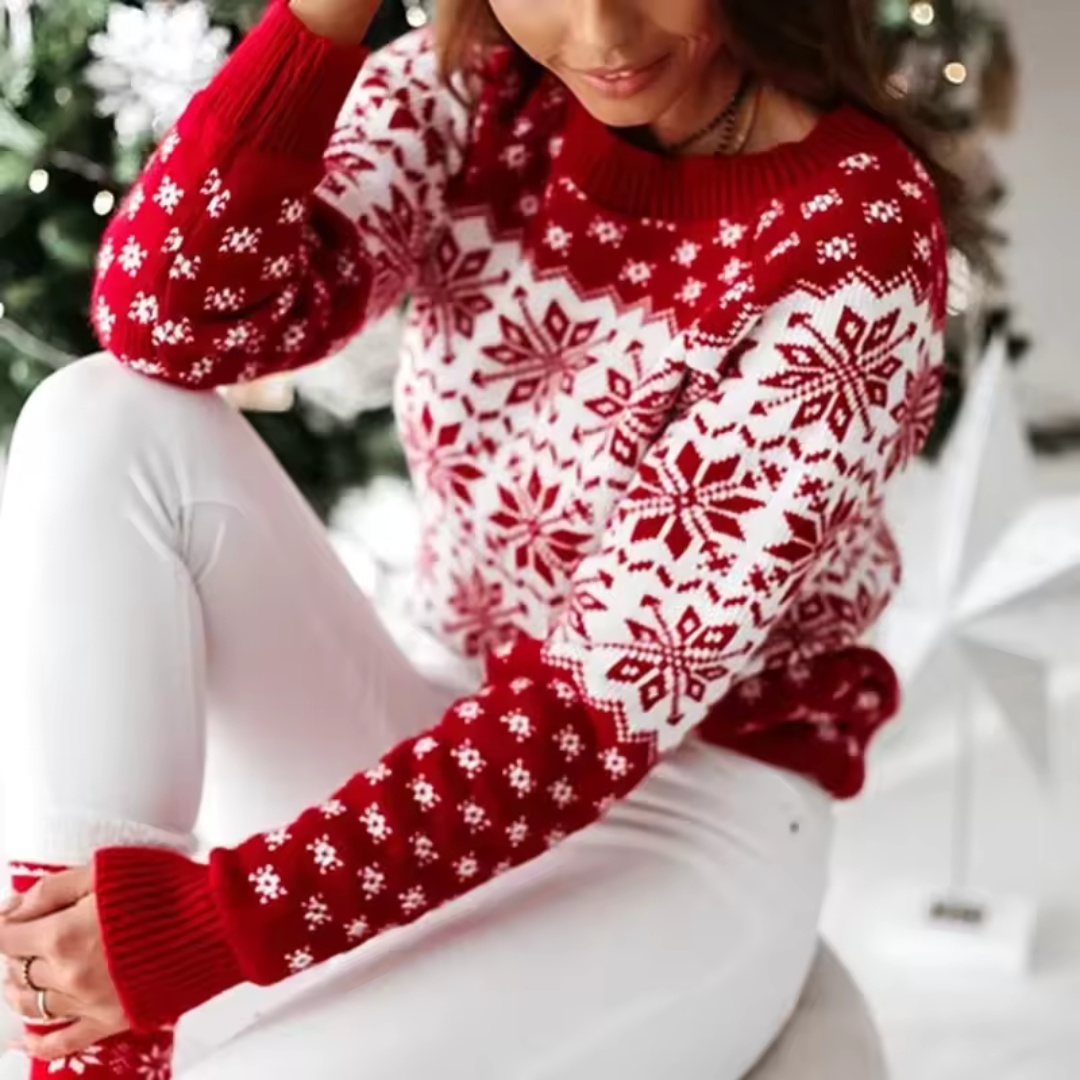 Weihnachtspullover Damen | Warmer pullover mit Schneeflocken-Design für Winter