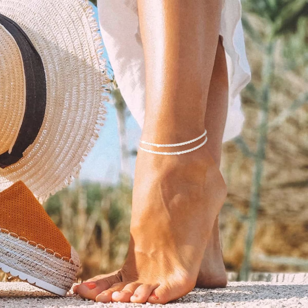 Estelle Fußkettchen silber | Verstellbar & Stilvoller Sommerschmuck für den Knöchel