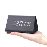 Holzuhr mit LED-Anzeige – Mit Temperaturanzeige – Für Schlafzimmer und Büro