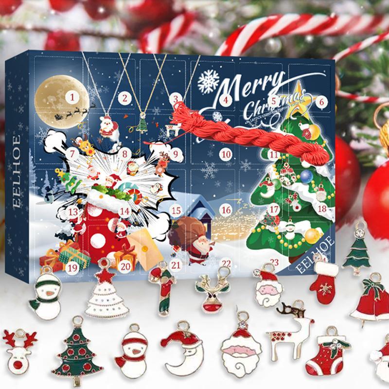 Festliche-Baumschmuck Adventsbox – 24 Tage Mini-Ornamente zum Aufhängen
