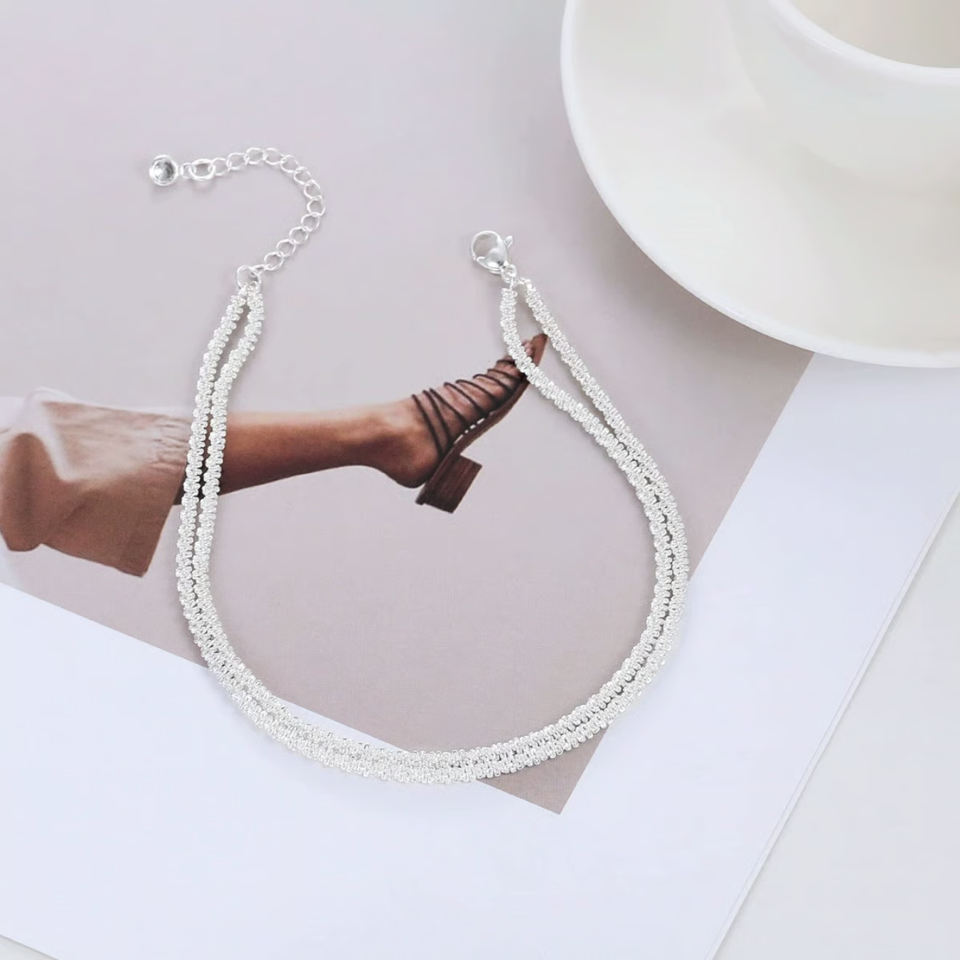 Estelle Fußkettchen silber | Verstellbar & Stilvoller Sommerschmuck für den Knöchel