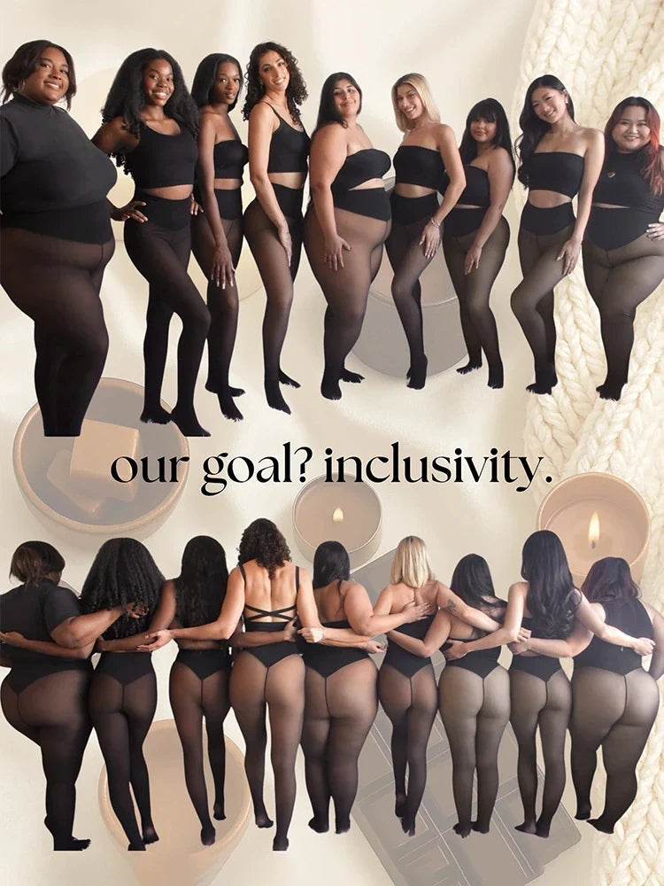 Stylish Winterwärme Strumpfhose | Fleece-gefüttert & transparenter Look