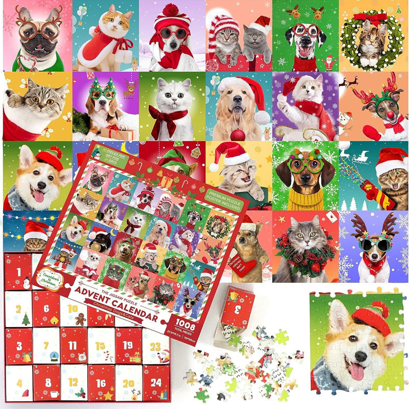 Haustier-Puzzle Adventskalender 2025 – 24 tägliche Jigsaw-Überraschungen mit Hund & Katze