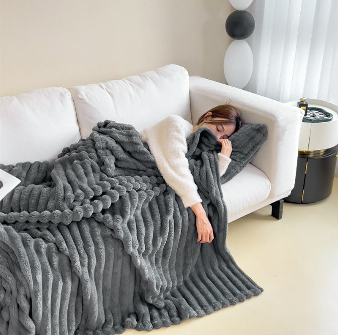 Decke – Weiches Material – Rippendesign – Für das Sofa oder Bett