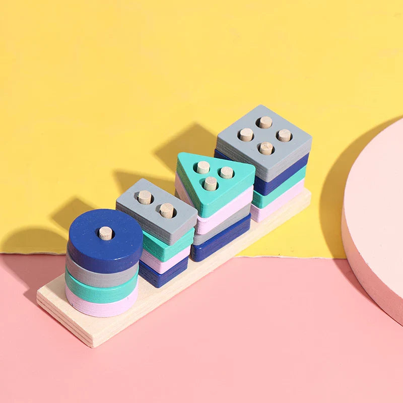 Lernspielzeug Stapelturm – Holzfarben – Fördert die Hand-Auge-Koordination – Für Kinder