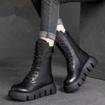 Stiefel für Damen – Hoher Schaft – Schnürung und Reißverschluss