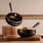 Wokpfanne – Mit Bambusdeckel – Für sanftes Braten – Mit Holzgriff