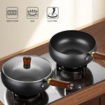 Wokpfanne – Mit Bambusdeckel – Für sanftes Braten – Mit Holzgriff