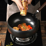 Wokpfanne – Mit Bambusdeckel – Für sanftes Braten – Mit Holzgriff