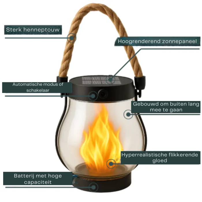 Solar-Laterne – Flammeneffekt – Wasserdicht – Für Garten & Terrasse