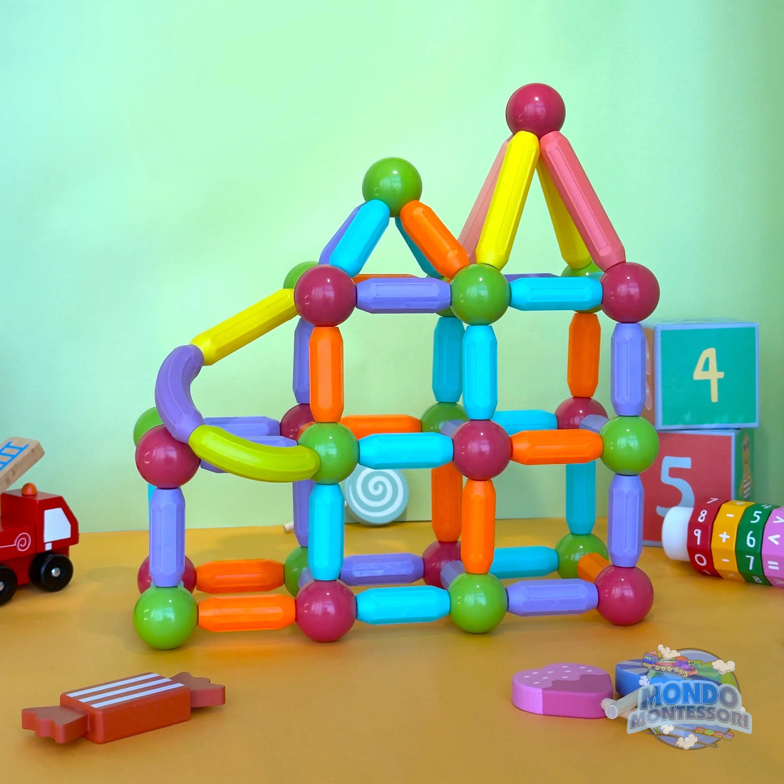 Kreatives Magnet Bau Set – Bunte Bausteine – Fördert Feinmotorik und Kreativität