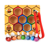 Bienen Puzzle Set – Mit Holzstücken – Fördert Feinmotorik und Farberkennung