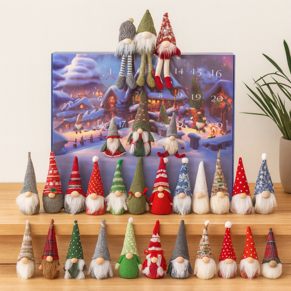 Zauberwald-Gnom Adventsbox – 24 Tage Plüsch-Gnome zur Weihnachtszeit