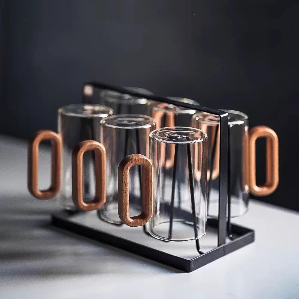 Glasbecher – Einzigartiger Holzgriff – Für Kaffee und Tee