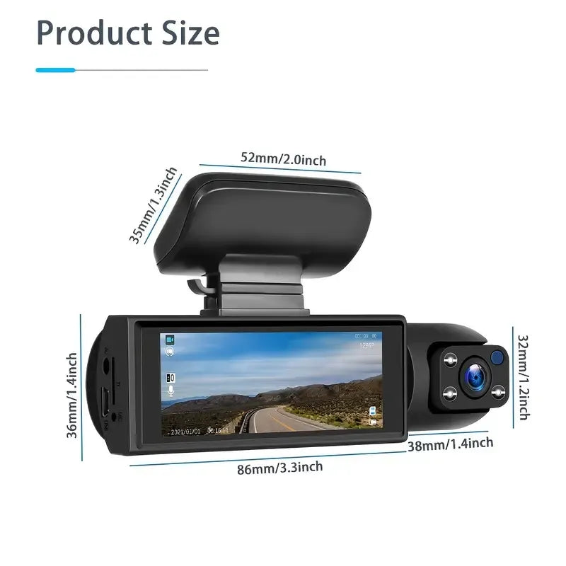 SafeVision | 170° Wide Angle-Dash-Kamera mit 1080p Doppelobjektiven