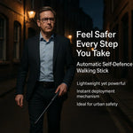 SteelGuard AutoStick | Sofort einsatzbereit Teleskopischer Sicherheits-Gehstock mit Ein-Klick-Auslösung