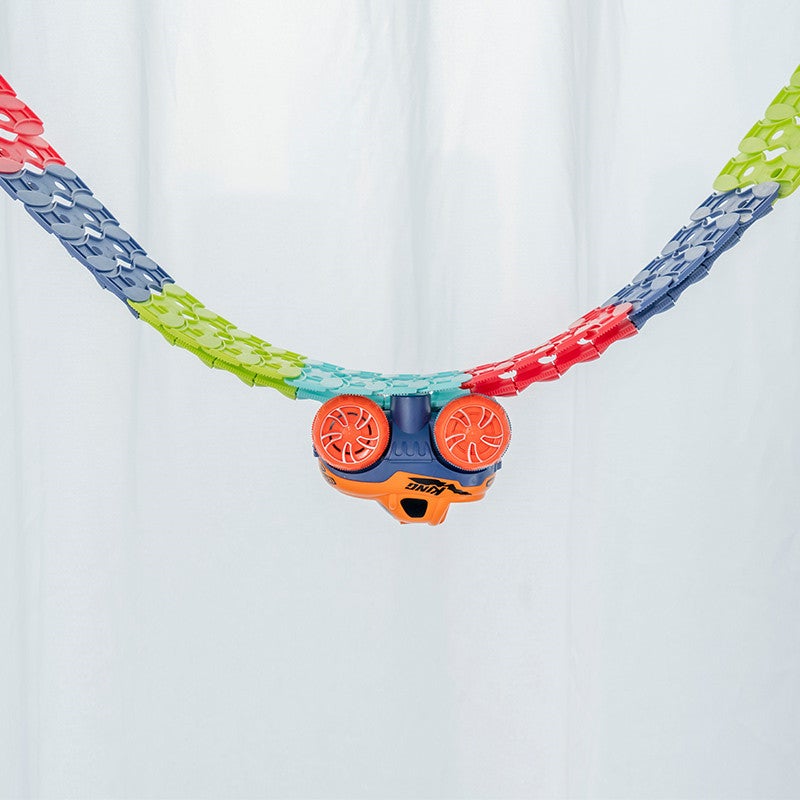 Flexibles Rennbahn Set – Mit Autos und bunten Schienen – Fördert Kreativität und Motorik