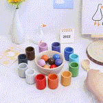 Farben Sortier-Spielzeug – Mit Holzbechern – Fördert Farberkennung und Feinmotorik