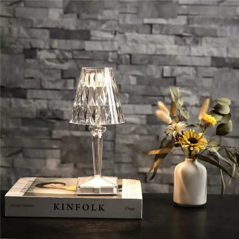 Elegante Kristall-Tischlampe | Mobile und stilvolle LED mit wiederaufladbarer Batterie