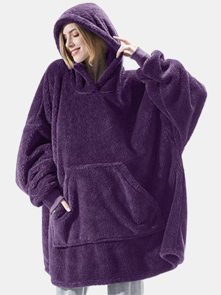 Huggie | Winter Wärme gemütliche Flanell Decke Hoodie mit Ärmeln