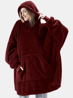 Huggie | Winter Wärme gemütliche Flanell Decke Hoodie mit Ärmeln